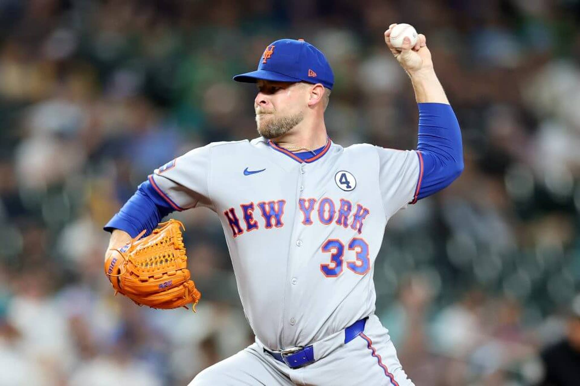 A.J. Minter of the New York Mets pitches against the Seattle Mariners at T-Mobile Park on June 2.