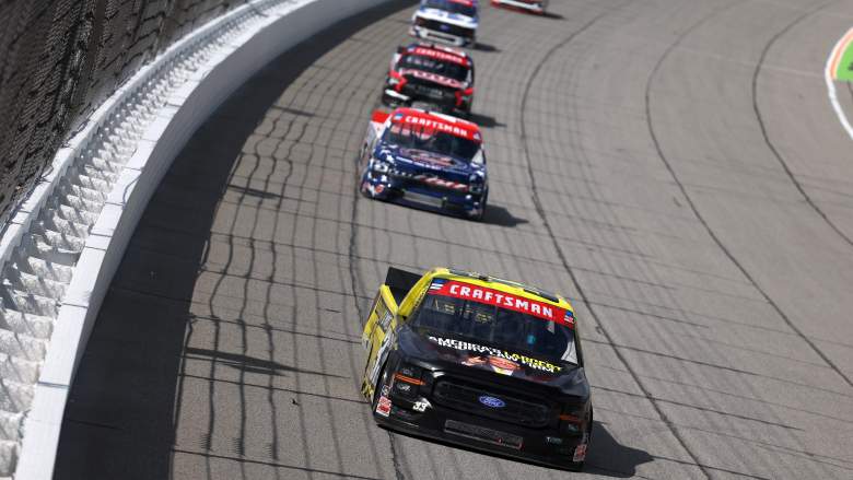 Frankie Muniz drives the No. 33 Ford during the NASCAR Craftsman Truck Series race at Michigan International Speedway.