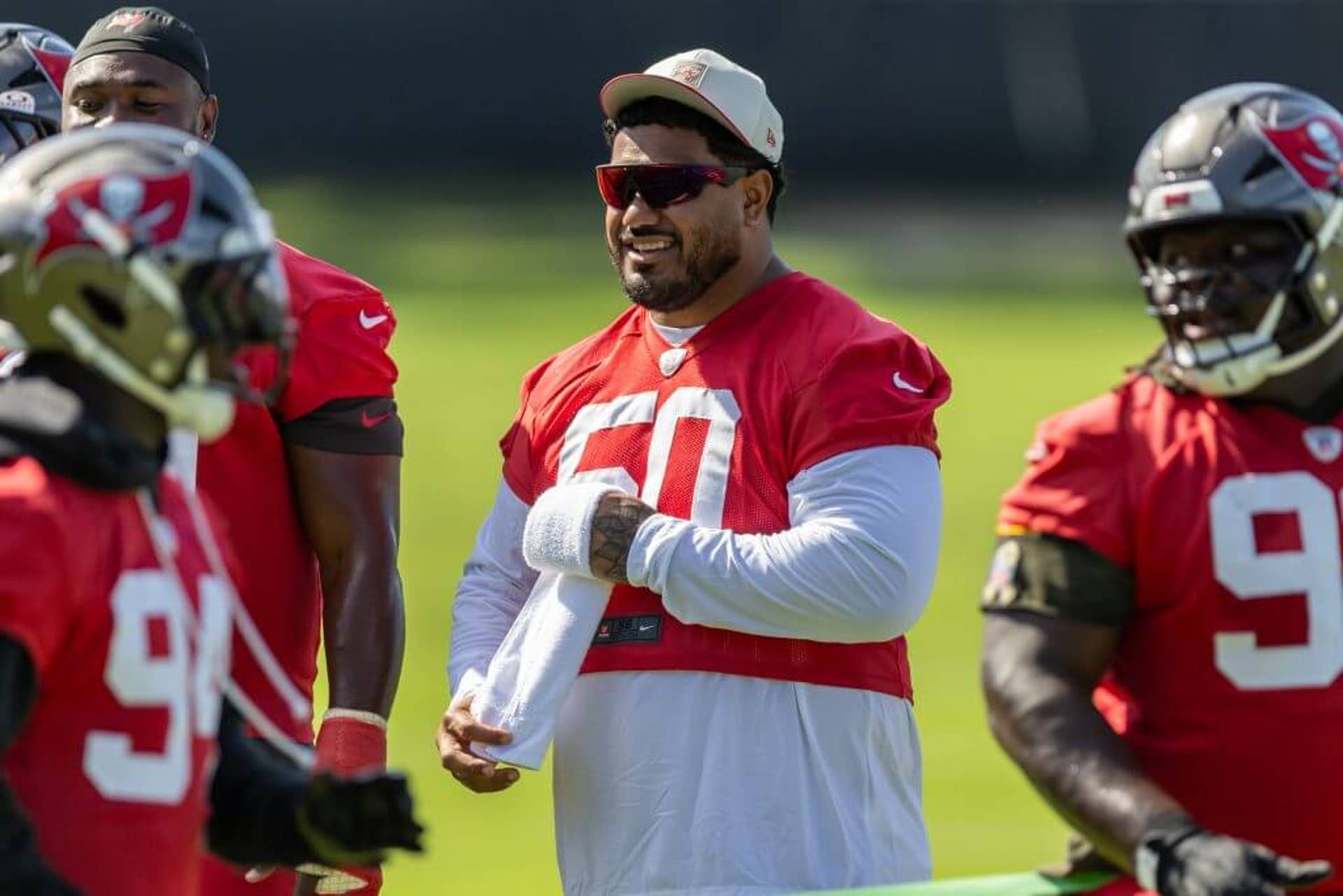 Vita Vea watches on during Tampa Bay Buccaneers mandatory minicamp in June