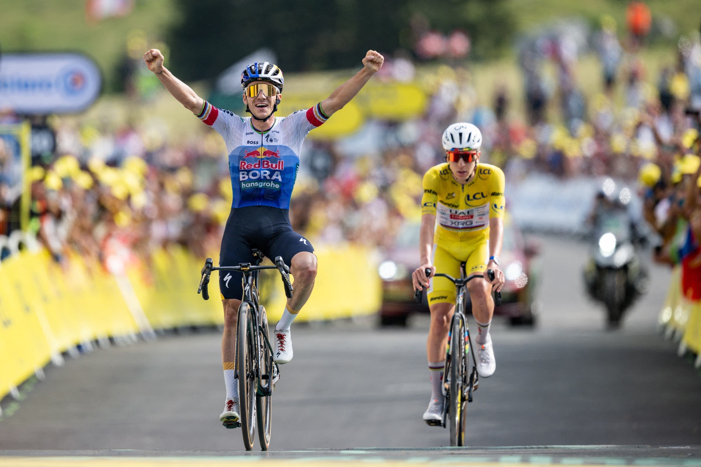 Beating Pogačar in the mountains was a first for Evenepoel, and gives him a big confidence boost prior to the final week (Photo: David Pintens/Belga Mag via AFP)