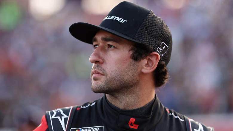 Chase Elliott looks on before the NASCAR Cup Series race at North Wilkesboro Speedway.