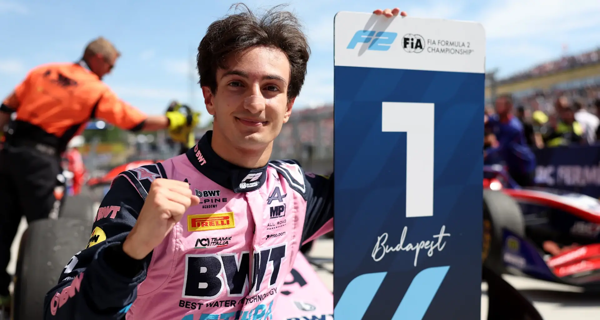 BUDAPEST, HUNGARY - JULY 23: Isack Hadjar of France and Oracle Red Bull Racing speaks in the