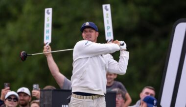 Bryson DeChambeau reacts to finishing nine shots behind Lucas Herbert despite coming third at LIV Golf UK