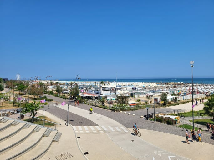 Cyclists in the City of Rimini, Italy
