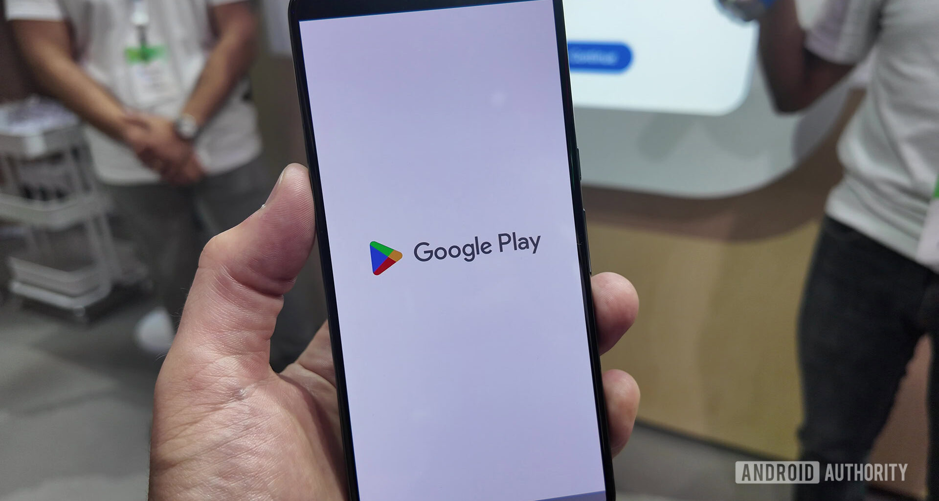 Google Play Logo on Smartphone with White Background