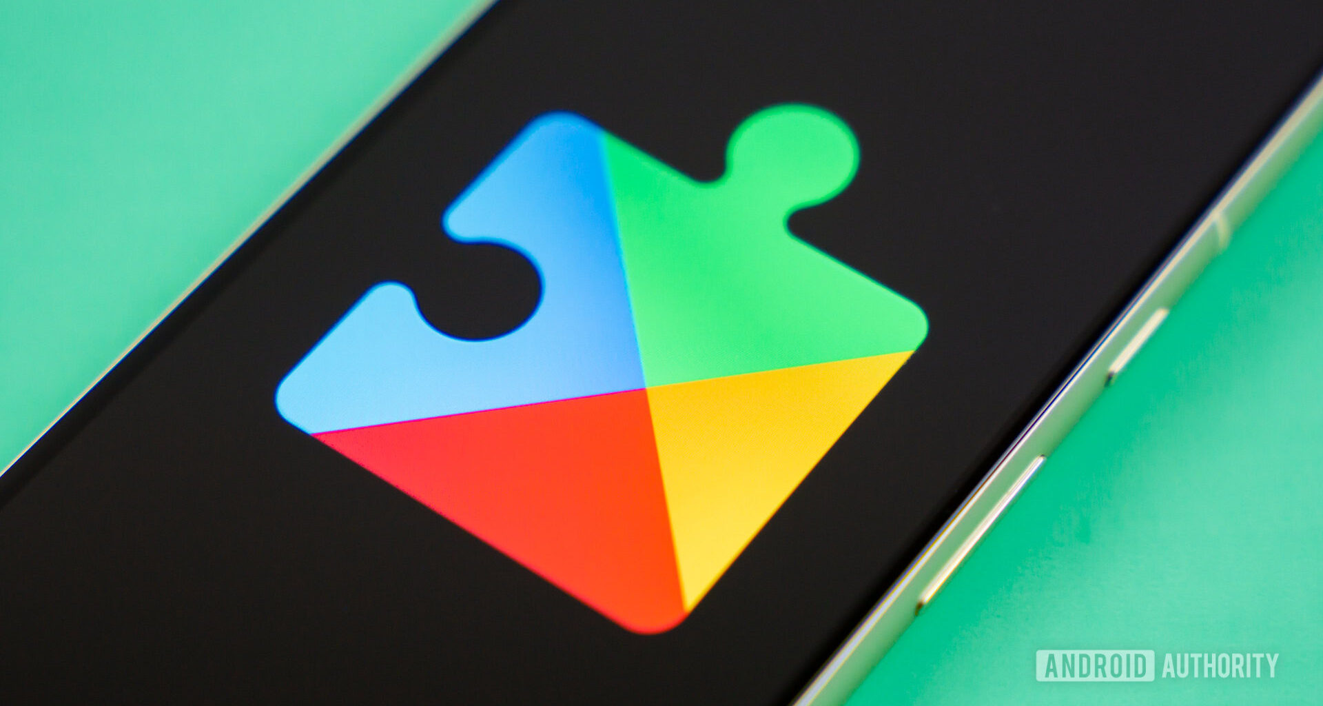 Google Play Services logo on smartphone Stock photo 5