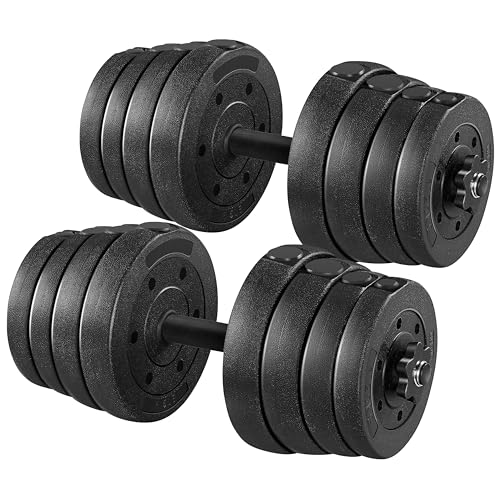 Yaheetech 30kg Adjustable Weight Dumbbells 15kgx2 Dumbbells Set (sold as a Pair) Home Gym Fitness Dumbbell Set for Lifting Training