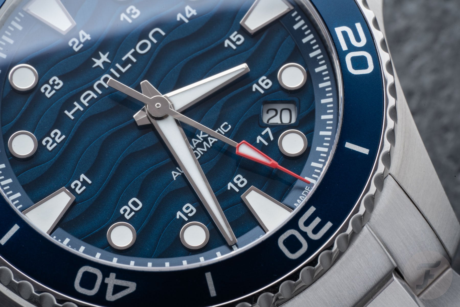 Hamilton Khaki Navy Scuba Auto dial detail