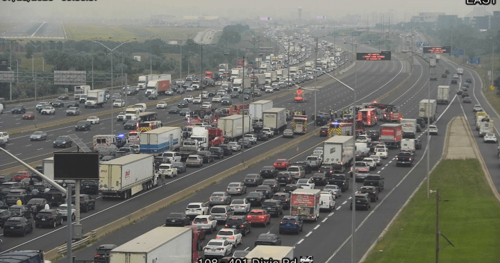 2 dead, 3 injured after crash on Hwy. 401 in Mississauga - Toronto