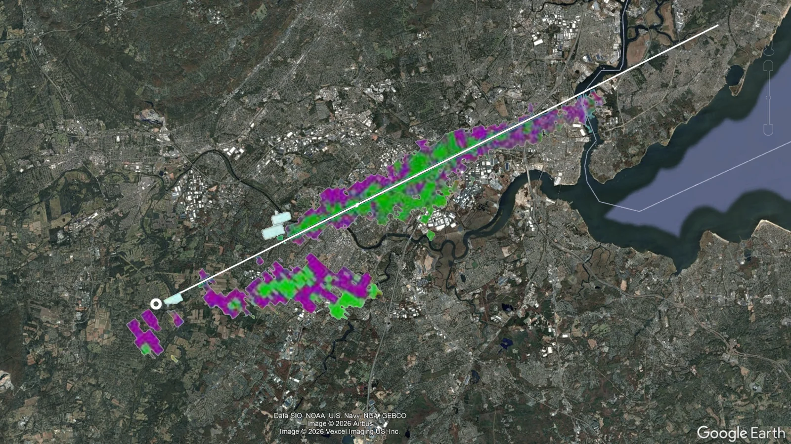 Hillsborough Meteorite Radar Reflections map - NASA Marc Fries and Scott-Sutherland
