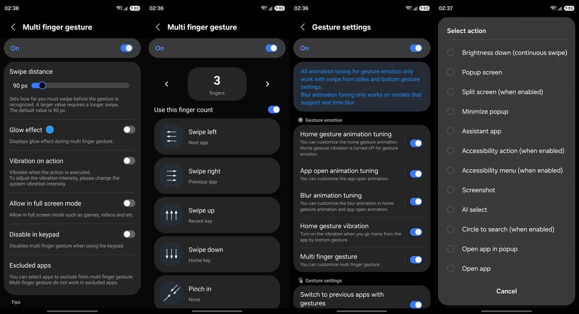 home up's multi-finger gestures feature