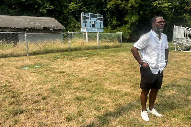 Daronte Jones on the Prince George's County field where he played youth football.