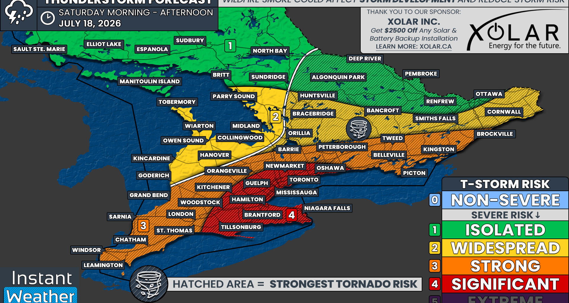 GTA in the Bullseye as Southern Ontario Faces Significant Storm Risk With Tornadoes, Destructive Winds and Timbit-Sized Hail Possible Saturday