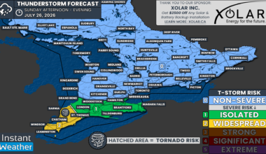 Widespread Severe Thunderstorm Threat in Southwestern Ontario Sunday With Timbit-Sized Hail and Damaging Winds Possible