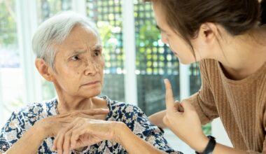 Asian senior woman is confused because she can not remember the face of their family or forget her daughter - memory loss in elderly people