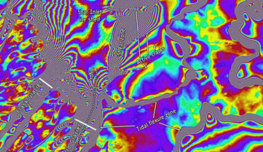 Interferograms of Scar Inlet Ice Shelf in 1995 compared to 2026
