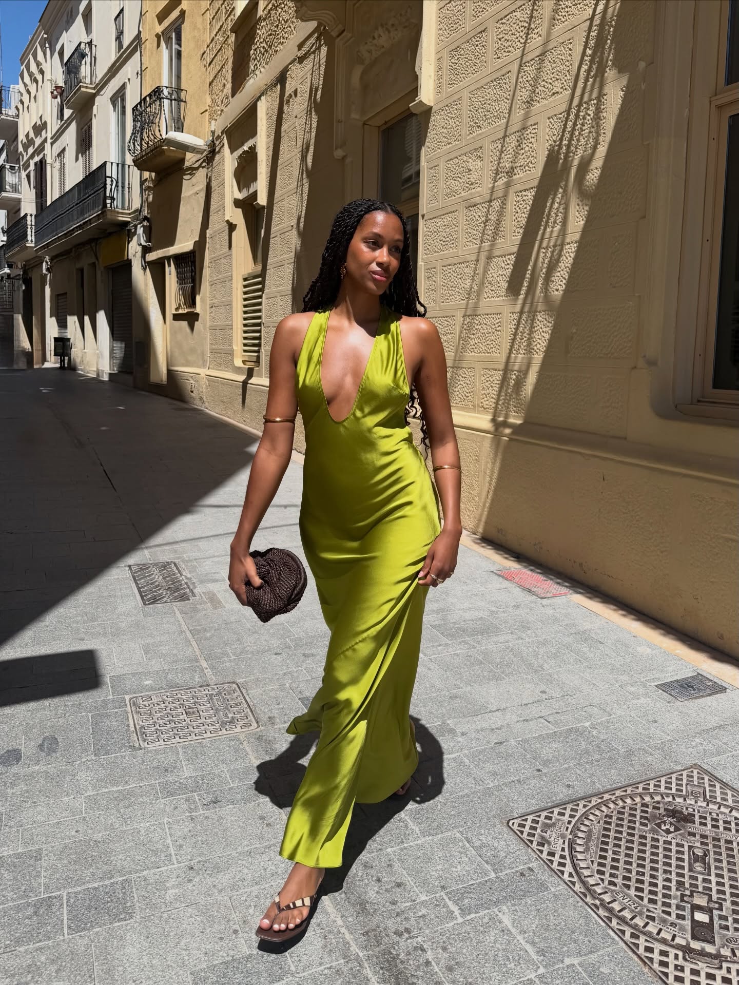 Claire Most in a tennis ball yellow dress.