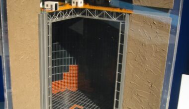 A model showing the inside of the Super Kamiokande detector.