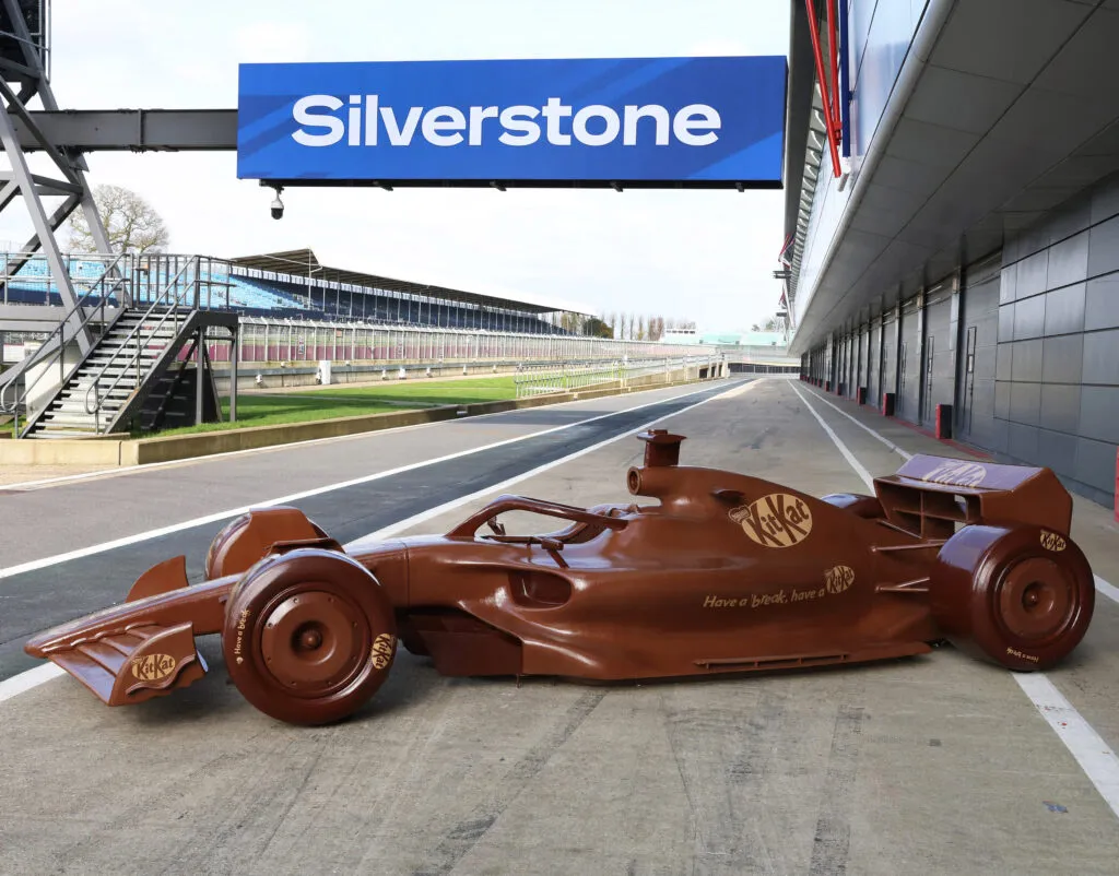 KitKat created an F1 car that's the size of a real Formula 1 car and it weighs nearly as much