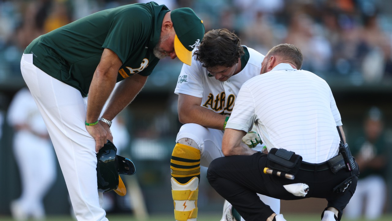 Athletics' Kurtz exits vs. Red Sox with bruised left forearm after HBP