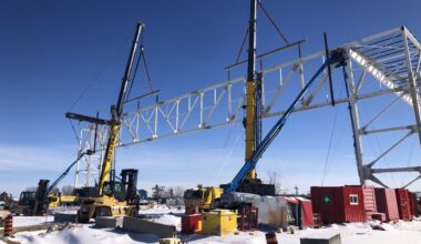 Porter Airlines - Complex two-crane lift for mega joist installation at Ottawa International Airport (YOW).