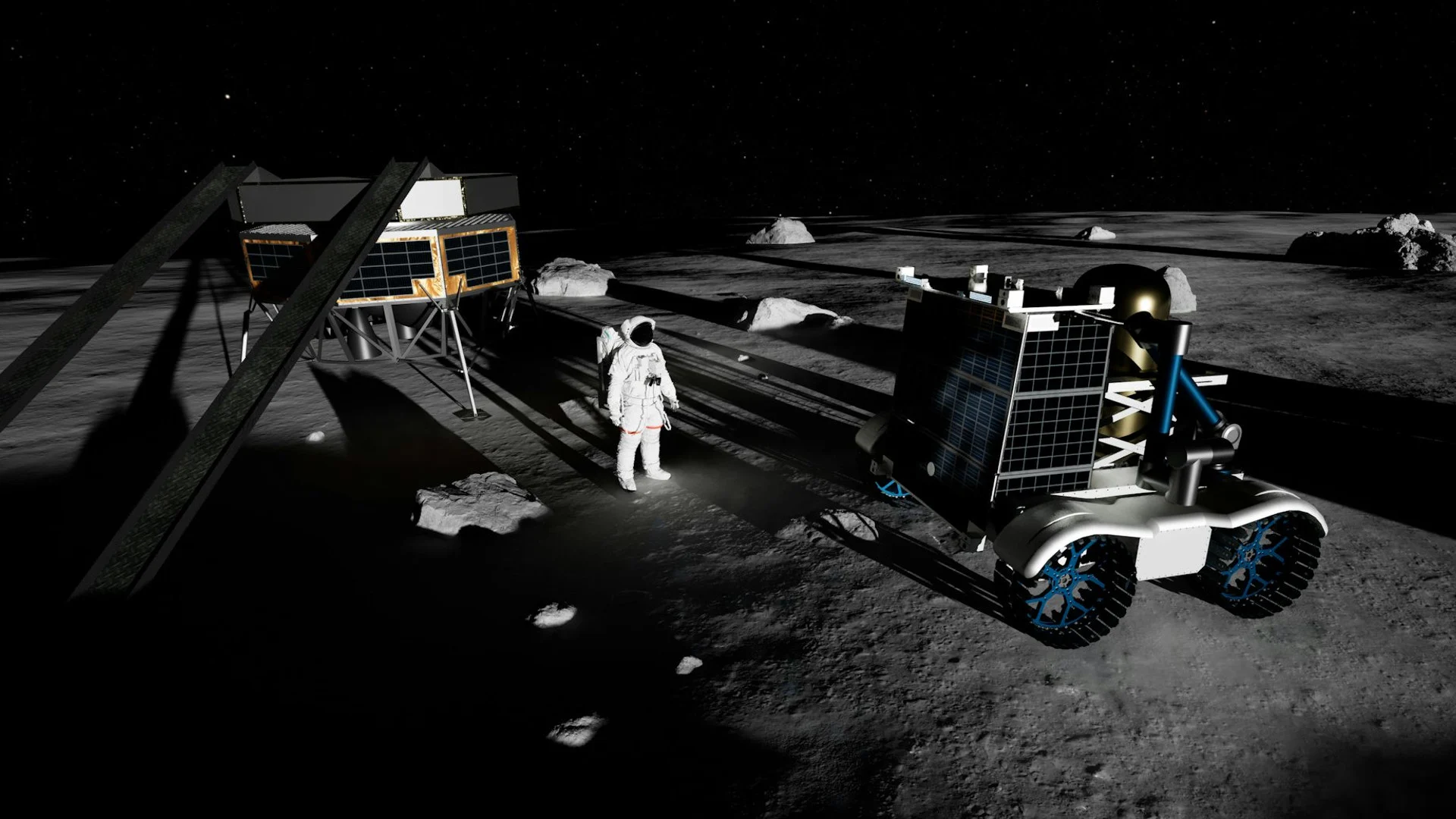 Lunar Astronaut and Rover on the Moon - ESA CSA