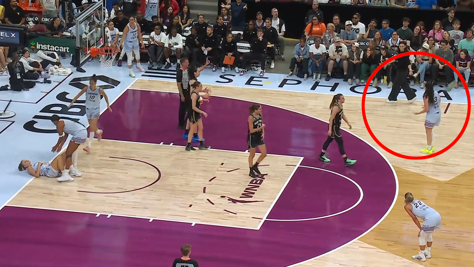Marina Mabrey gets hit with a shoe