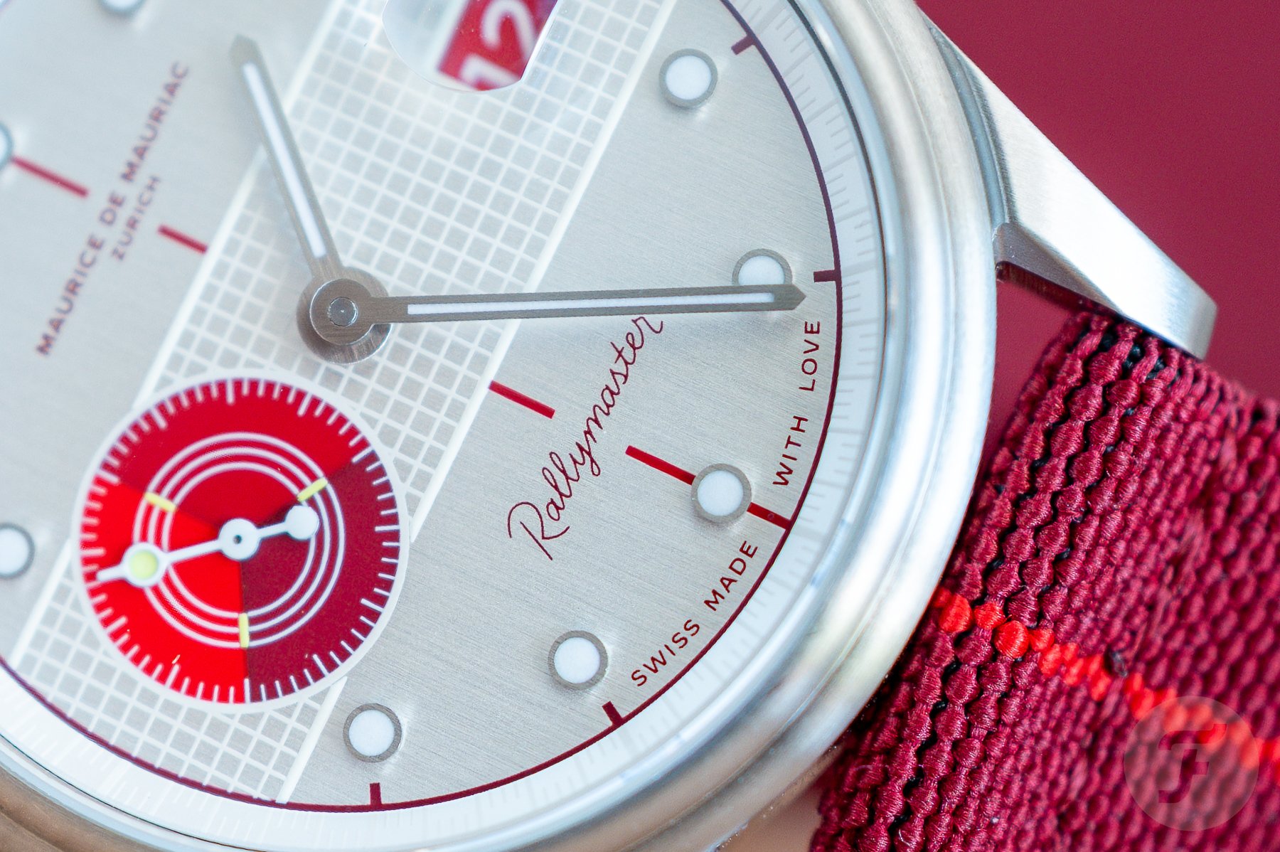 Maurice de Mauriac Rallymaster Swiss Tennis dial detail