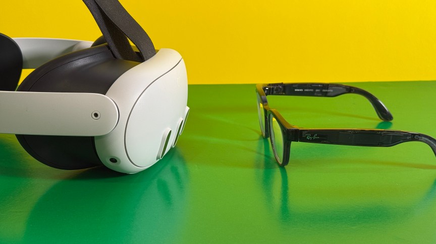 VR headset next to a pair of glasses
