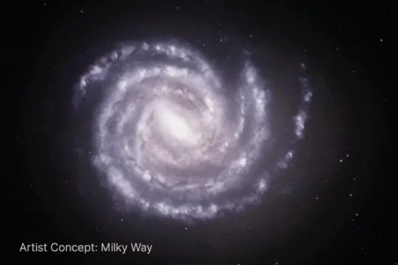 Spiral galaxy with a more compact size and then showing it with wider arms.