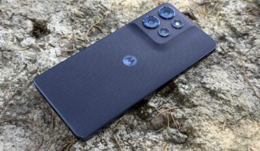 Moto G Power 2026 sitting on a rock