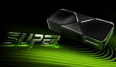 A GeForce RTX 5090 Ti graphics card next to the glowing text 'SUPER' on a green background.