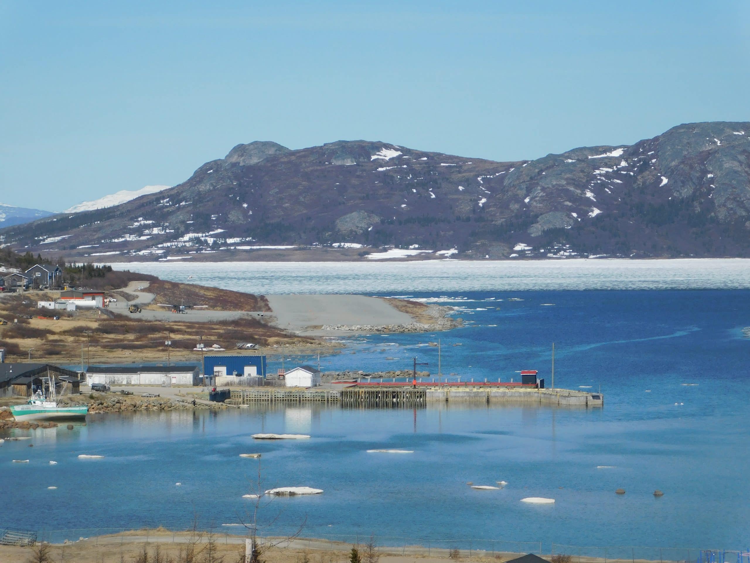 The wharf and airstrip in the Inuit community of Nain, Labrador.