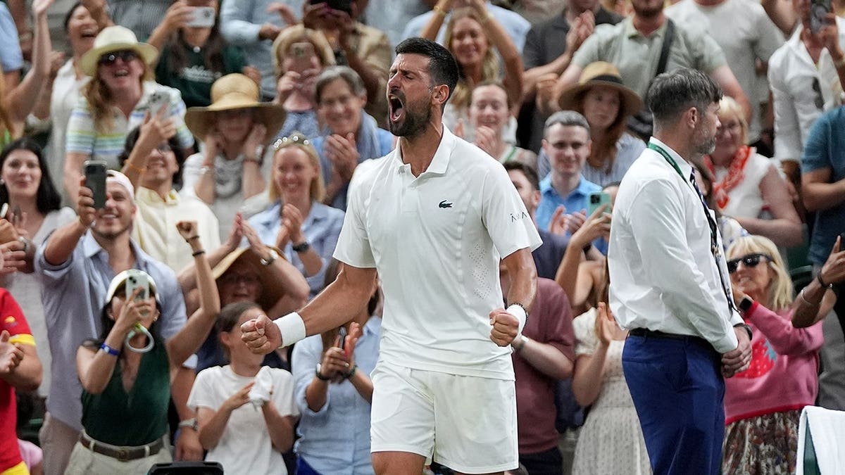 Novak Djokovic celebrates
