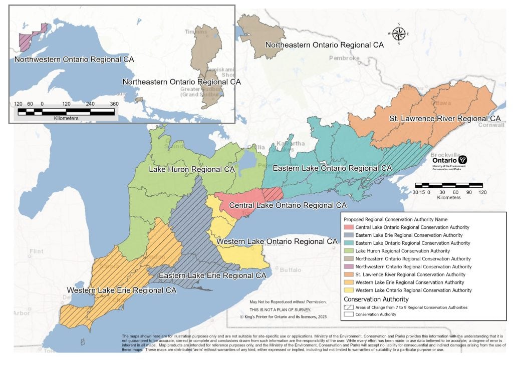 A map of the nine regional conservation authorities