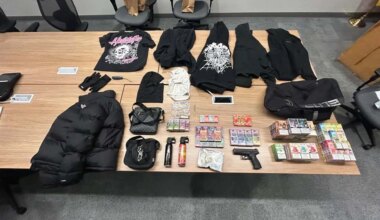 illegal items seized during traffic stop on mississauga highway.