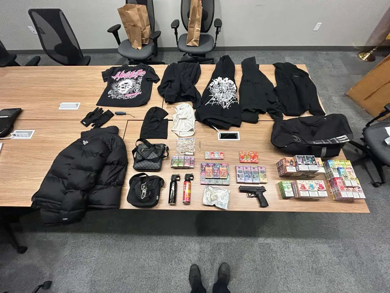 illegal items seized during traffic stop on mississauga highway.