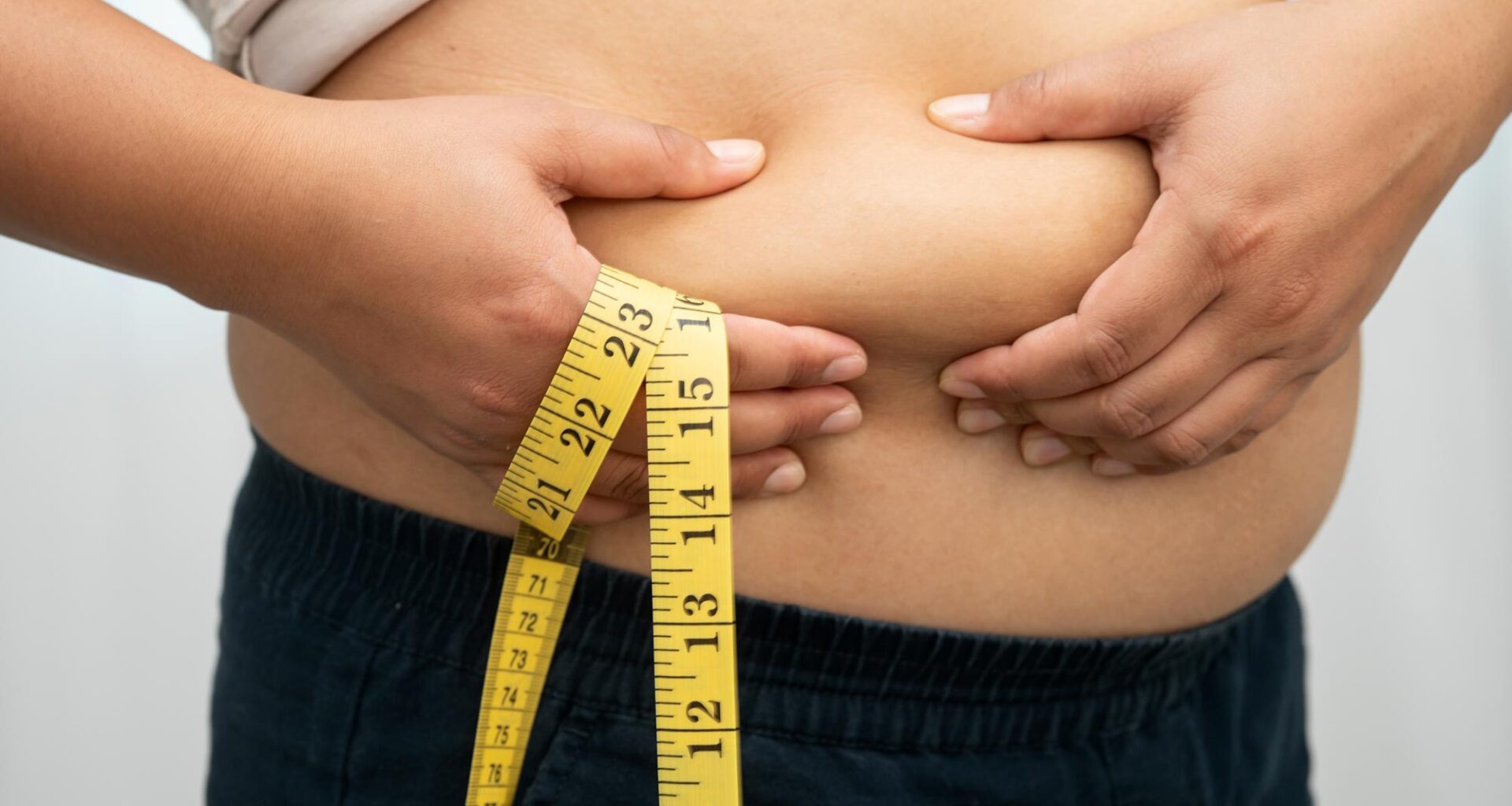 Obesity Hands Holding Belly Fat Weight Loss Struggle