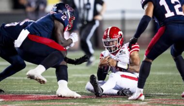 CFL fines Montreal Alouettes' Micah Awe for high hit on Calgary Stampeders QB Vernon Adams Jr.