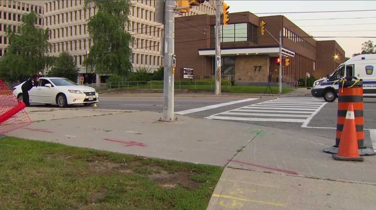 Female pedestrian hit by vehicle near Mississauga Hospital in life-threatening condition