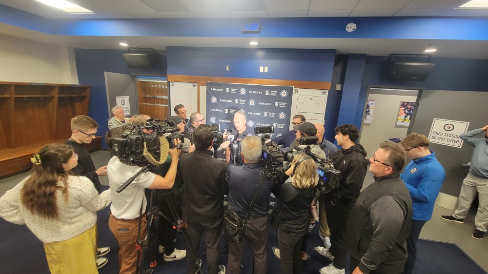 All eyes were on Kevin Cheveldayoff during the final day of Winnipeg Jets Development Camp. (Cassidy Dankochik The Carillon)