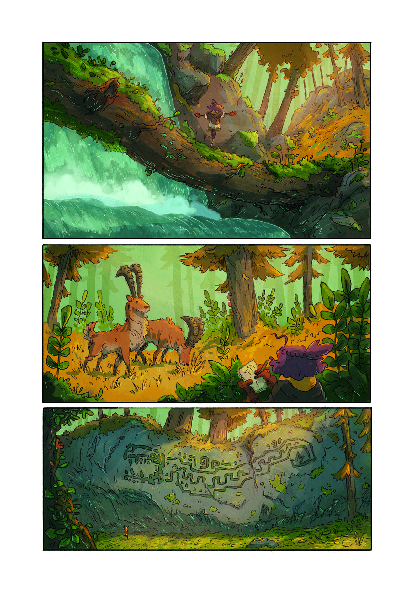 Panel illustrations from Lightfall by Tim Probert
