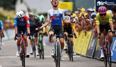 LELEX MONTS-JURA, FRANCE - JULY 30: Axel Mariault of France and Team CIC Pro Cycling Academy celebrates at finish line as stage winner during the 38th Tour de l&amp;apos;Ain 2026, Stage 3 a 131.5km stage from Oyonnax to Lelex Monts-Jura on July 30, 2026 in Lelex Monts-Jura, France. (Photo by Luc Claessen/Getty Images)