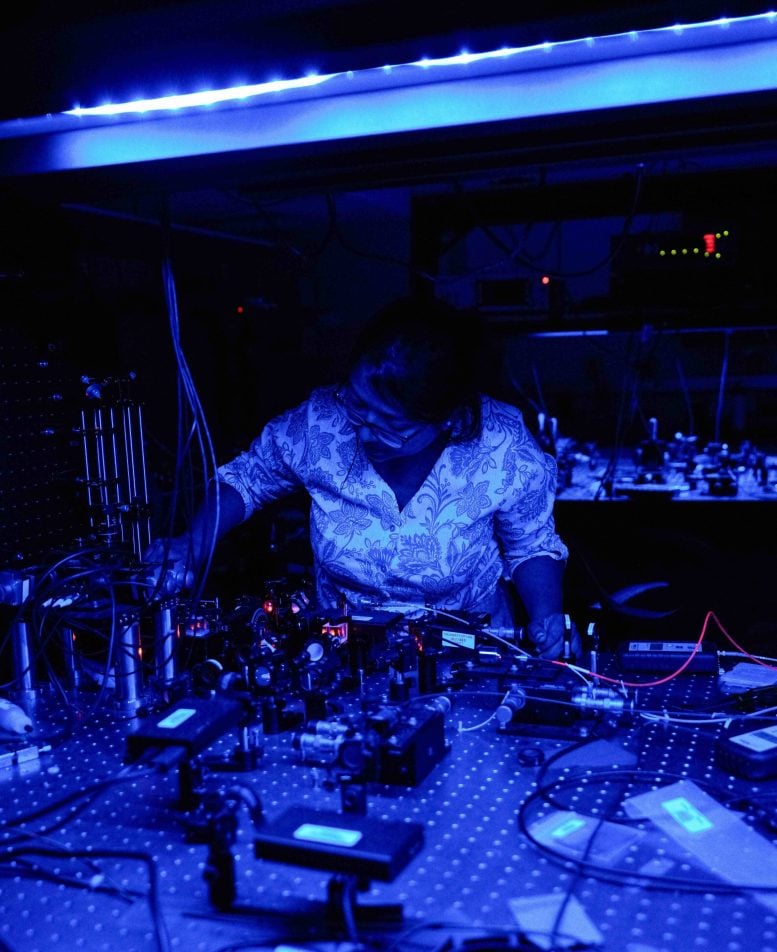 Researcher Testing Room Temperature Quantum Metacrystal