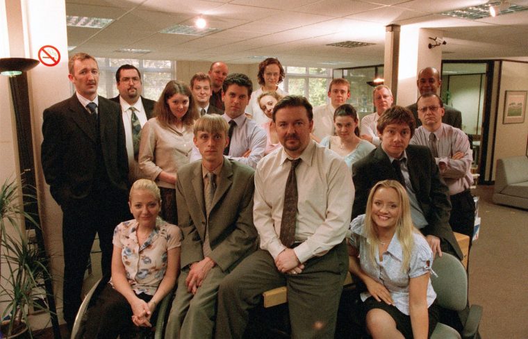 The Office S2 - Picture Shows: The staff of the Slough office with their new Swindon intake. The Office Series 2 TV still UKTV