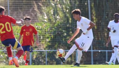 Brandon Velez in action for the U.S. Youth National Team versus their Spanish counterparts in Altea, Spain, last November. Photo by Janel Apuna