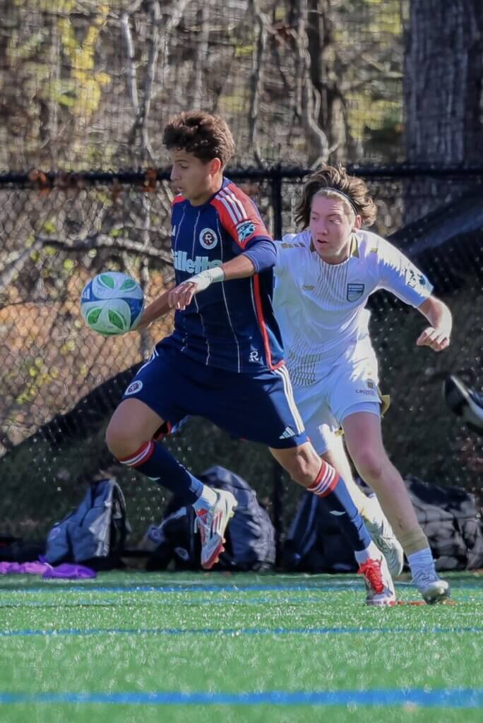 In a November 2025 victory over Beachside in Foxborough, Brandon Velez scored two goals and had two assists. Photo by Janel Apuna