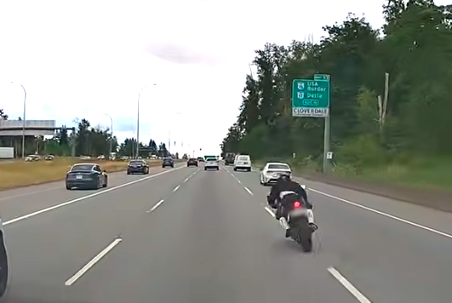 Surrey motorcyclist caught on video on Highway 1 gets over $1,700 in tickets (with video)