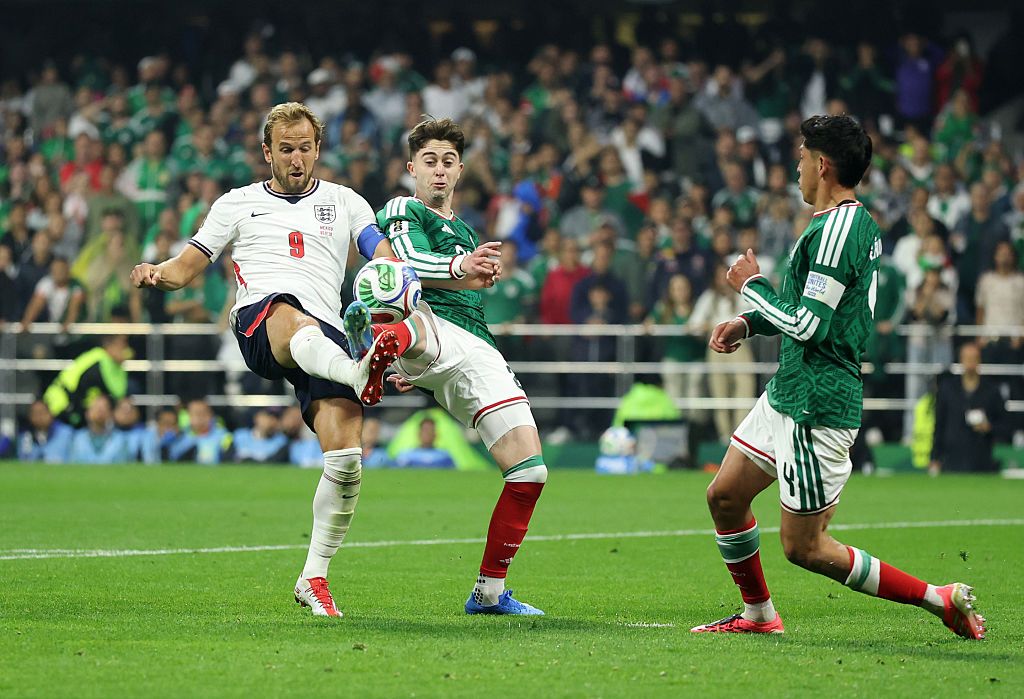 A penalty was given against Harry Kane for this challenge on Brian Gutierrez