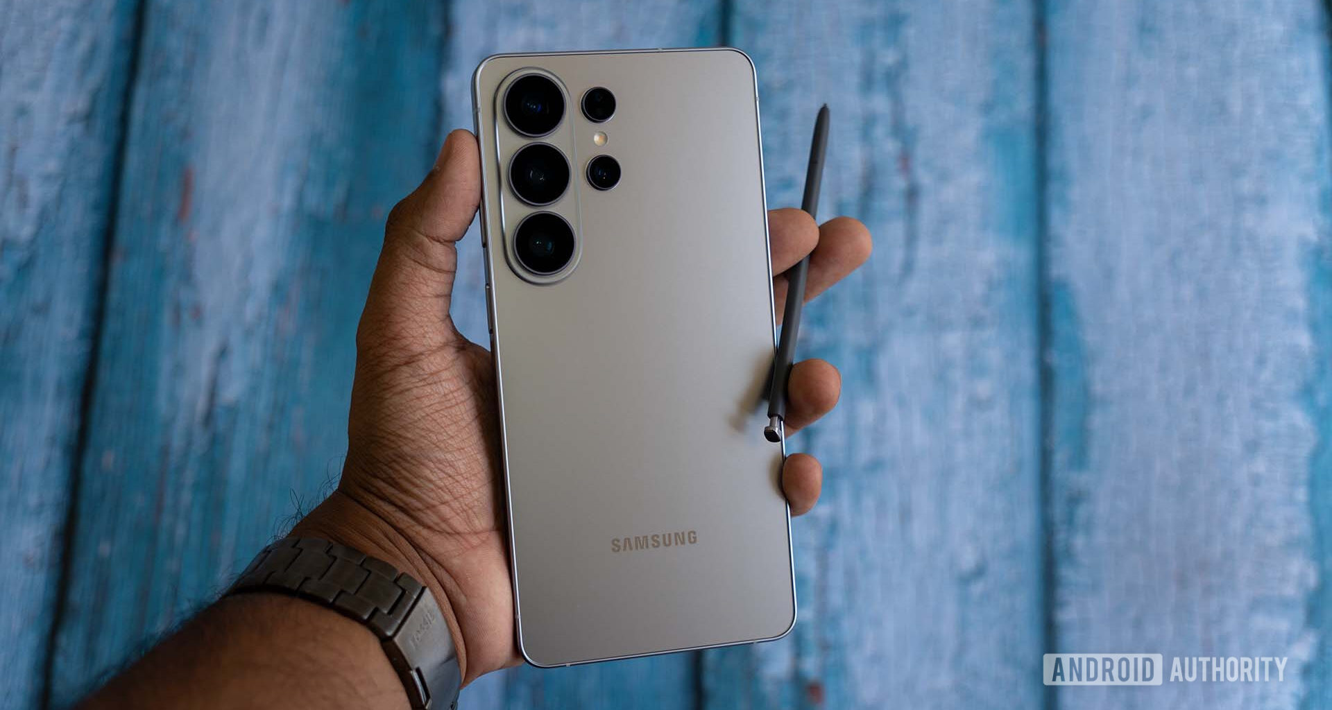 Samsung Galaxy S26 Ultra with S Pen out in hand
